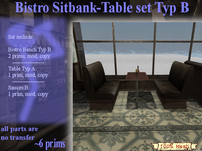 Bistro Sitbank-Table set Typ B