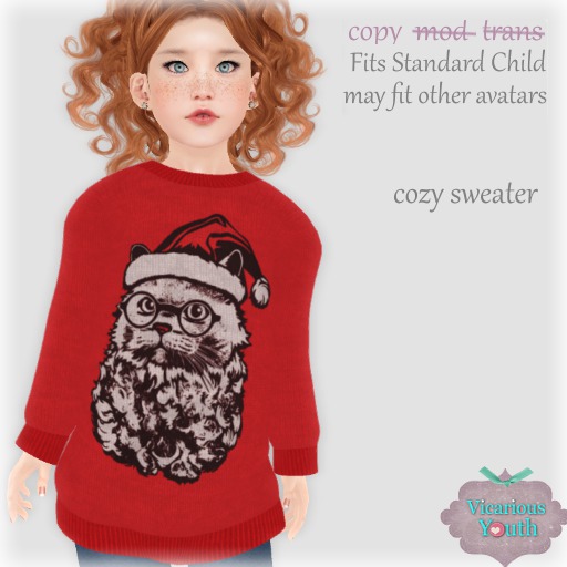 {V*Y} Cozy Sweater - Santa Cat