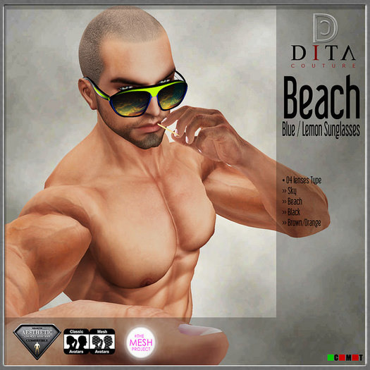 :::DC::: Beach Sunglasses - Blue/Lemon