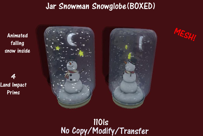 Jar Snowman Snowglobe(BOXED)