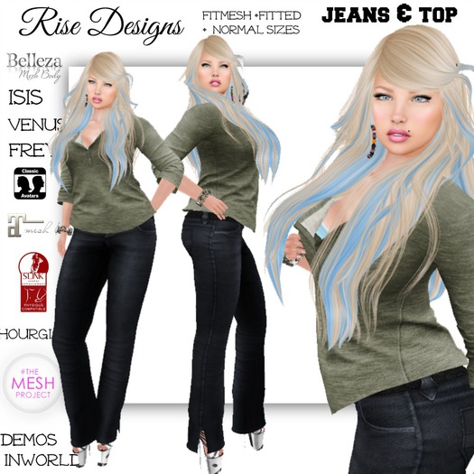 Ryders Black JEANS + OLIVE TOP