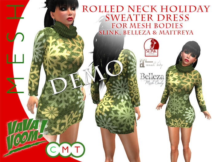 VaVaVOOM ! ROLLED NECK HOLIDAY SWEATER DEMO