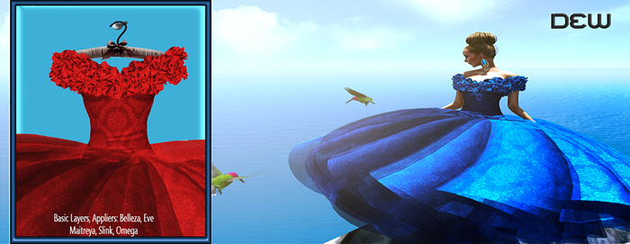 "DEW" Falbala red /with appliers ***** SALE *****