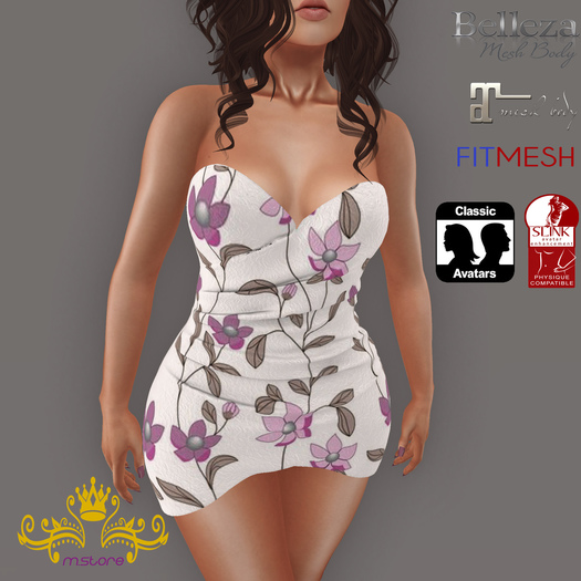 {M.S}Dress Strapless Julie Flowery