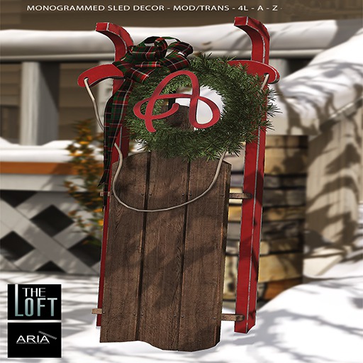 The Loft & Aria - Monogrammed Sled Decor - Z