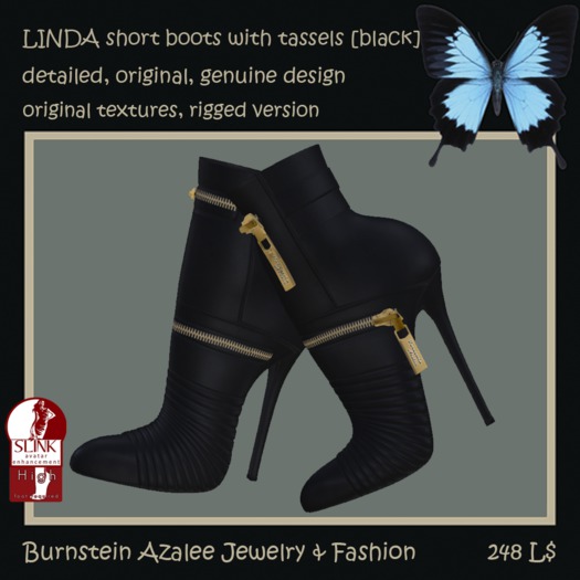 LINDA short black boots with tassels RIGGED