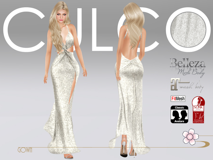 -Culco- Silver Sequin Gown
