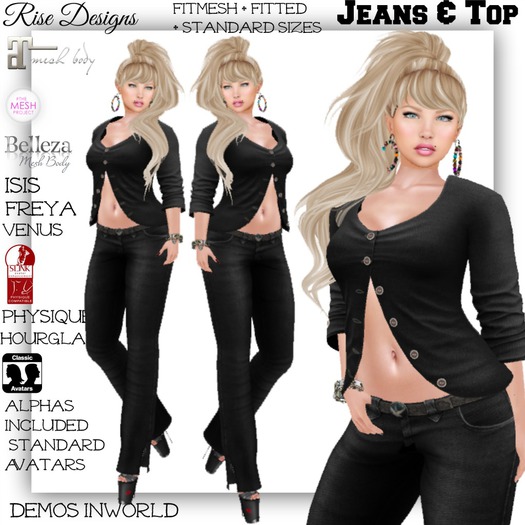 RYDERS ASHLEY BLACK TOP AND JEANS 