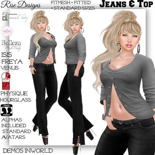 RYDERS ASHLEY GREY TOP AND JEANS 