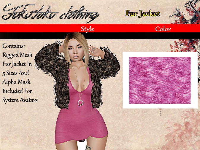 fuku.toku Clothing -Fur Jacket Rigged Mesh Pink