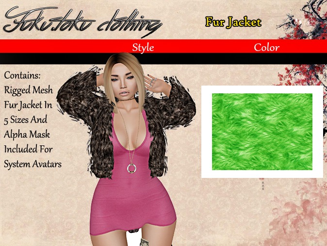 fuku.toku Clothing -Fur  Jacket Rigged Mesh Green