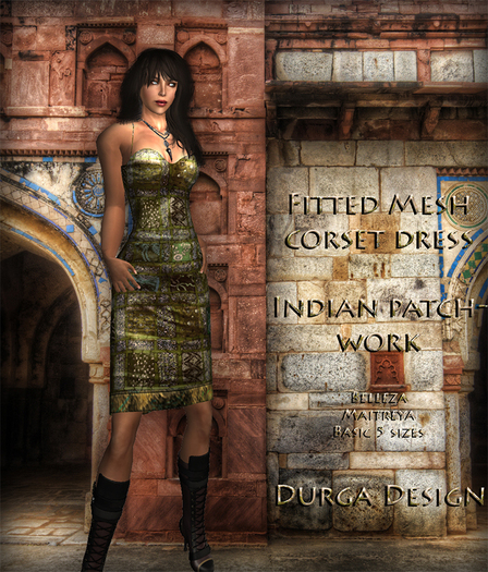 BOX Corset Dress Gold FitMesh, DurgaDesign
