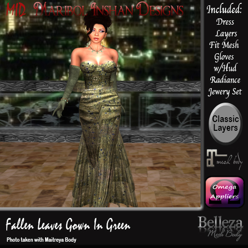*MID* Fallen Leaf Gown In Green
