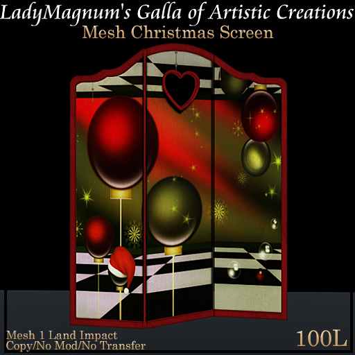LadyMs Mesh Christmas Screen - Baubles