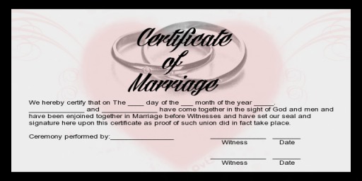 Marriage Cert with Rings and Red Heart