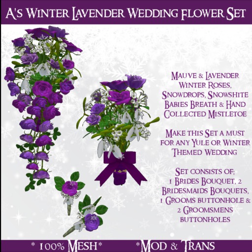 A's Winter Ice Wedding Flowers LAVENDER
