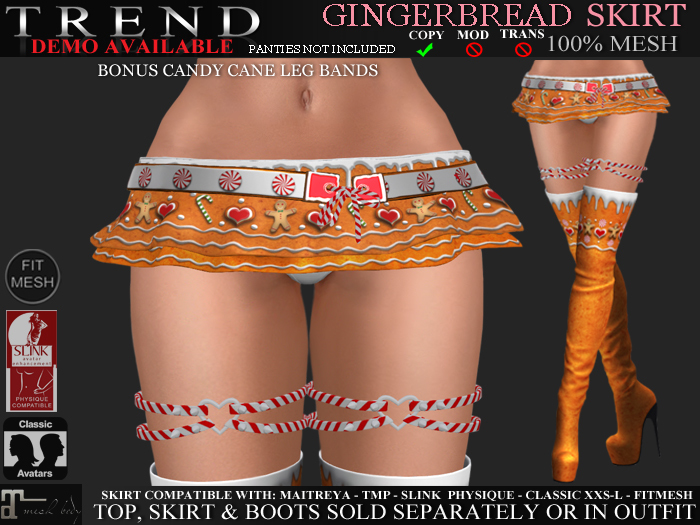 TREND - MINI RUFFLE SKIRT - "GINGERBREAD" - MAITREYA - TMP -SLINK - FITMESH