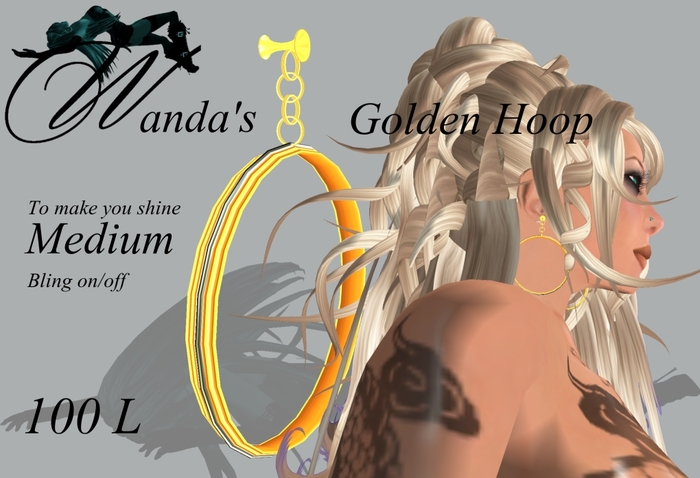 Wanda's Golden Hoop Earrings- Medium * Bling on/off