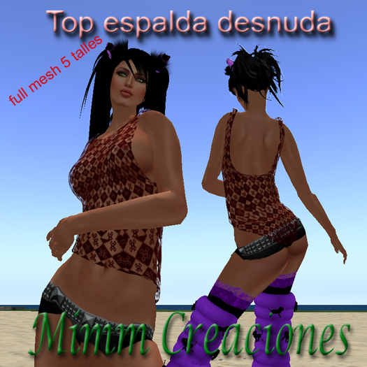Top mesh calado calaveras marron
