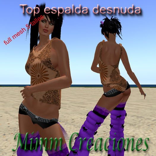 top mesh estampado marron