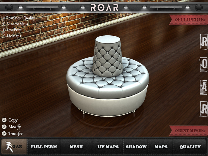 {::ROAR::} Full Perm Mesh Dazzling Round Model Quilted Seat