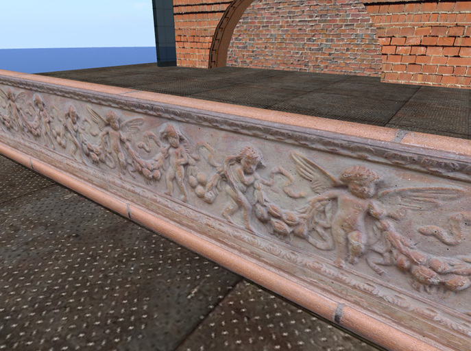 Super Realistic Looking Ornamental Stone Railing Section with Full perm Texture Included 5213