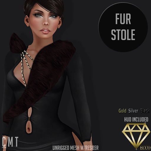 .:ECCO:. Fur Stole with Metals HUD - Red
