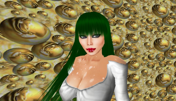 Long Christmas Green Hair with Bangs