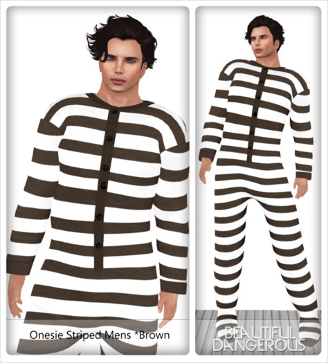 ! Beautiful Dangerous ! Onesie Striped Mens [Brown]