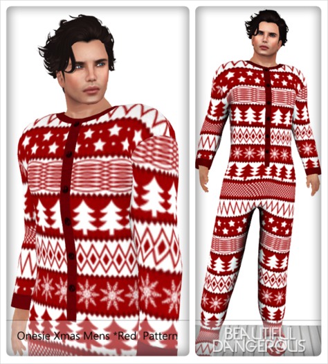 ! Beautiful Dangerous ! Onesie Xmas Mens [Red Pattern]