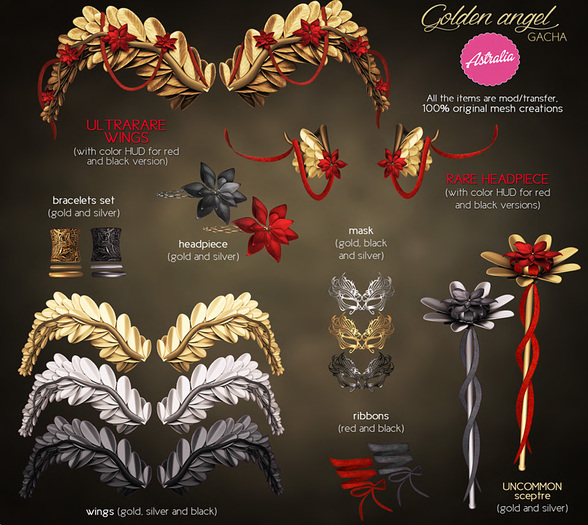 Astralia - Golden angel set (common headpiece black)