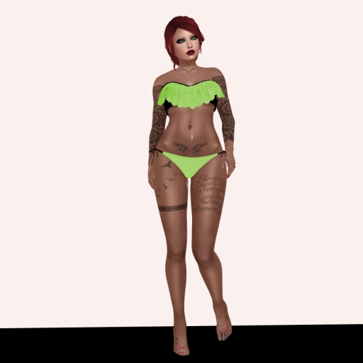 Lime & Black Bandeau Bikini