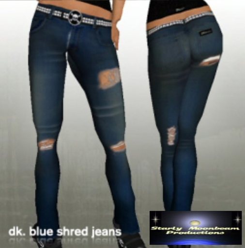 Dark Blue Shred Jeans