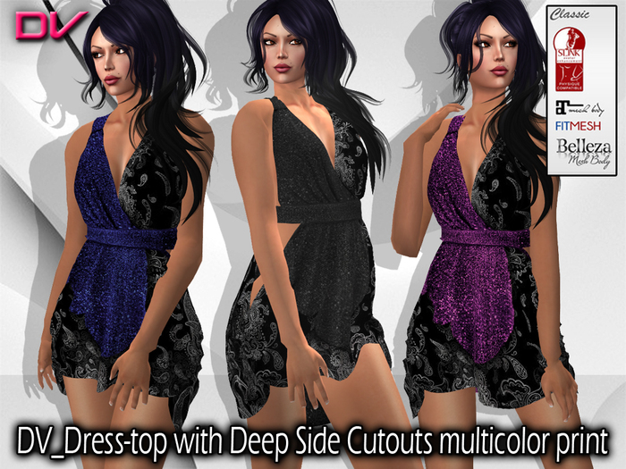 DV_Dress-top with Deep Side Cutouts multicolor print
