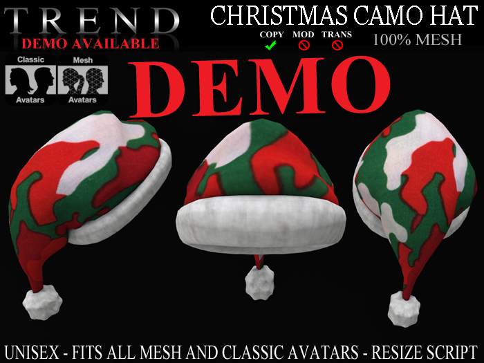TREND - SANTA HAT "CHRISTMAS CAMO" DEMO {TOUCH TO RESIZE}