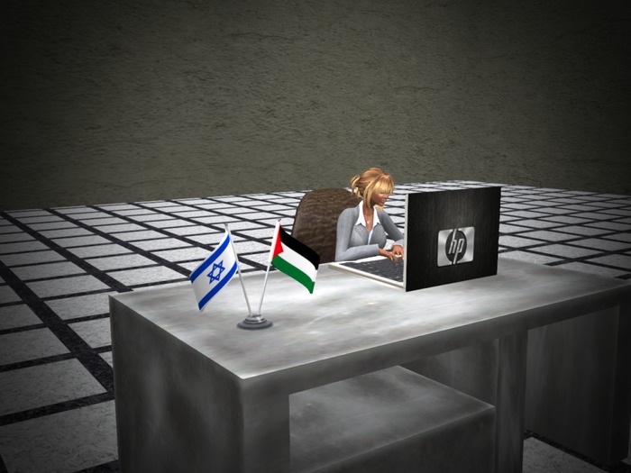 Israel - Palestine Friendship Table Desk Flag Set (metal) Boxed