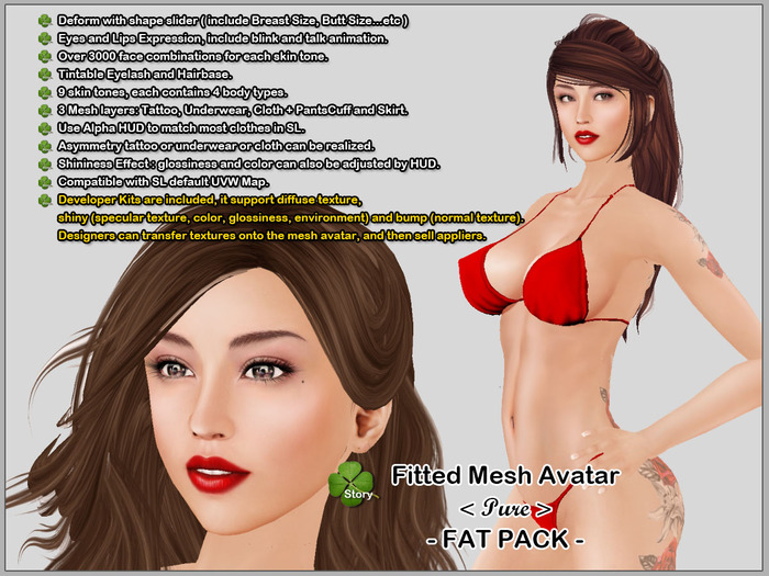 **Story Leaf** Fitted Mesh Avatar - Pure FATPACK