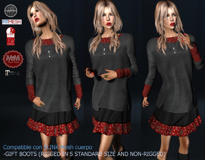 M&M-CADY TOP AND SKIRT RED