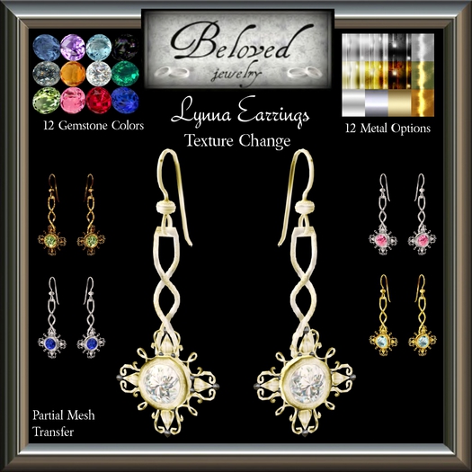 Beloved Jewelry : Victorian Cross Necklace (Texture Change) Choice of Silvers, Platinum, Golds, 12 Gem Colors