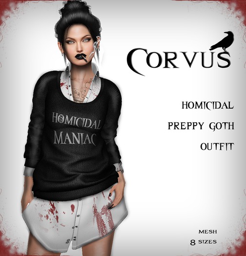Corvus : Homicidal Preppy Goth Outfit