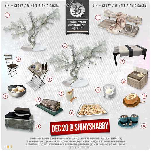 xin + C L A Vv. / winter tree w/ lanterns Rare