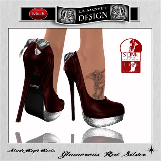 ~LM~Mesh Slink High Heels Glamorous - RedSilver