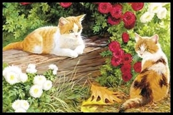 Kittens and Mums Door Mat