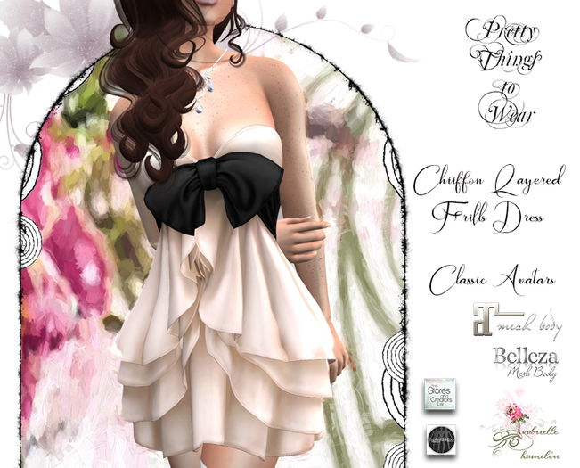 .::Pretty Things::. ***Fitmesh Updated** Peach Shimmer Frilly Dress