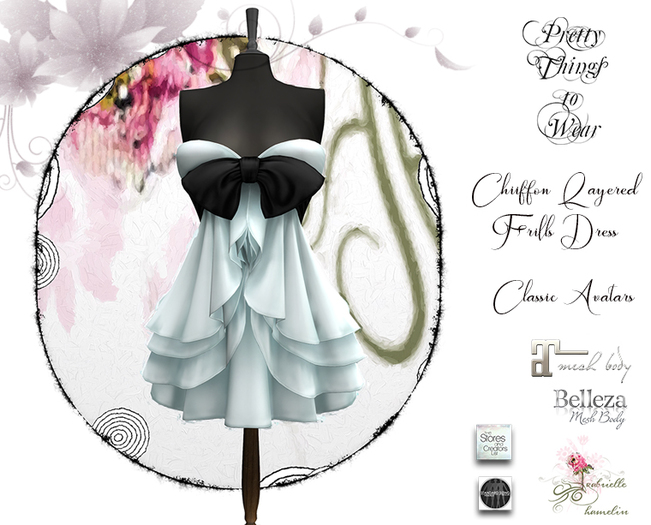 .::Pretty Things::. ***Updated Fitmesh*** Frozen Silver Frilly Dress