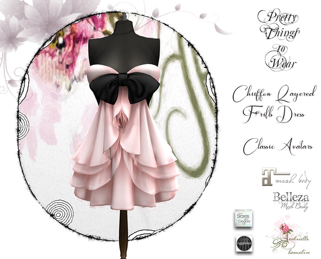.::Pretty Things::. ***Fitmesh Included*** Pink Chiffon Frilly Dress