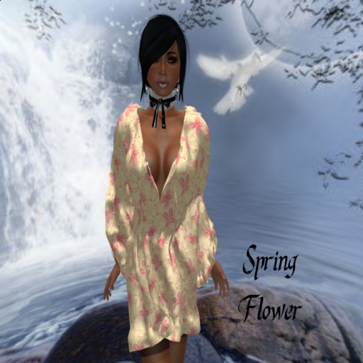 Mesh_Spring Flower's Trumpet Sleeve Flouncing Tunic Dress