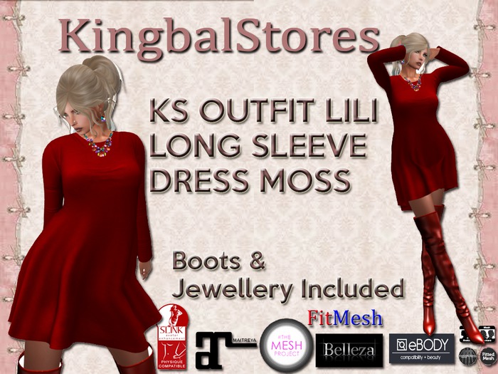 KS OUTFIT LILI LONG SLEEVE DRESS RED
