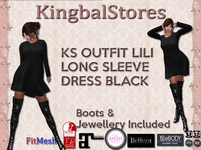 250 KS OUTFIT LILI LONG SLEEVE DRESS BLACK