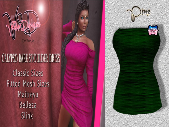 {VD} Calypso Bare Shoulder Dress [ Pine]